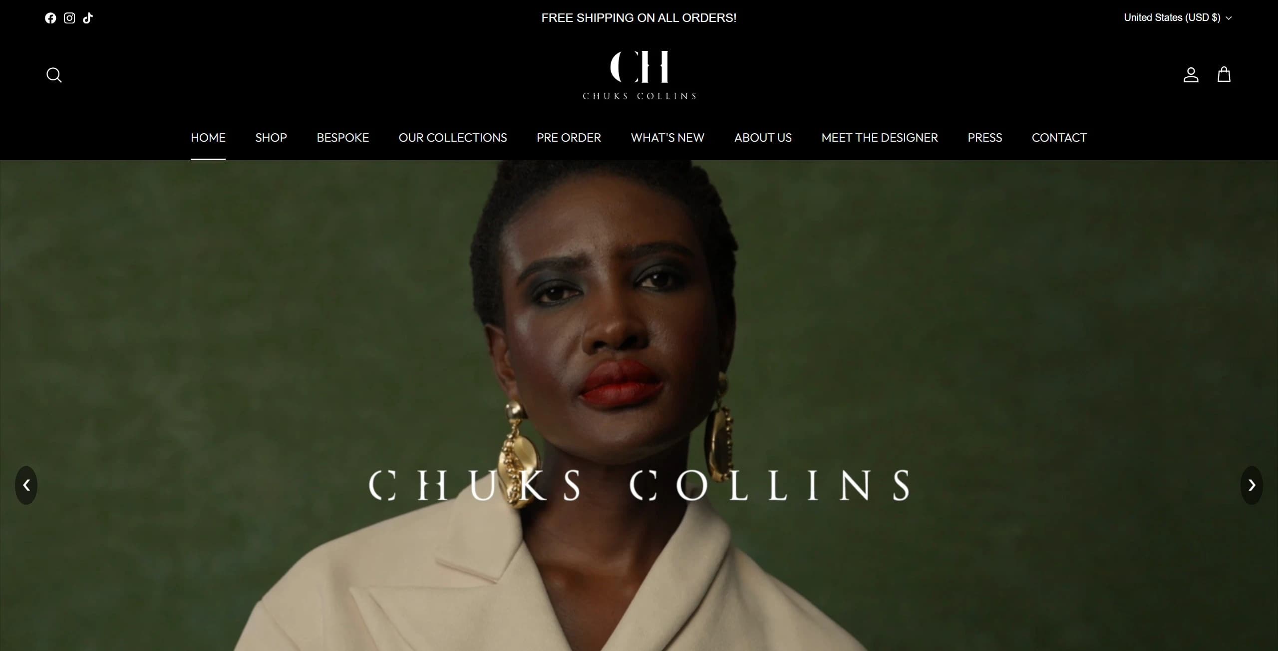 Chuks Collins — Luxury e-commerce platform for an international fashion brand.